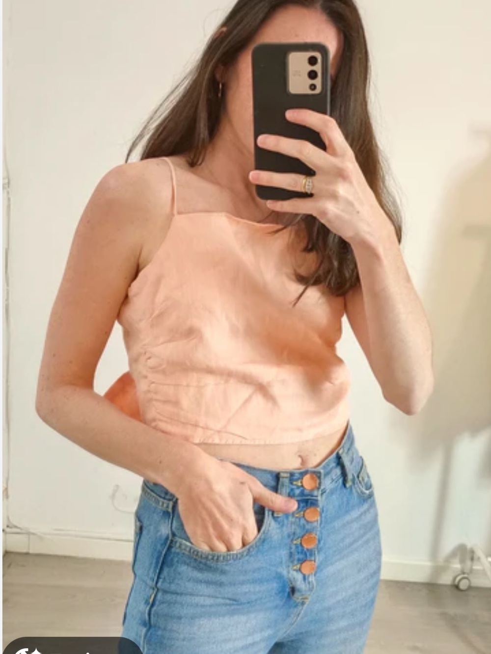H&M tie back linen top